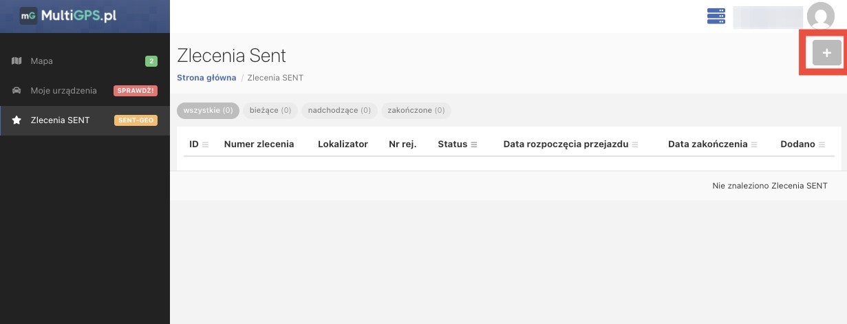 moduł zleceń sent multigps